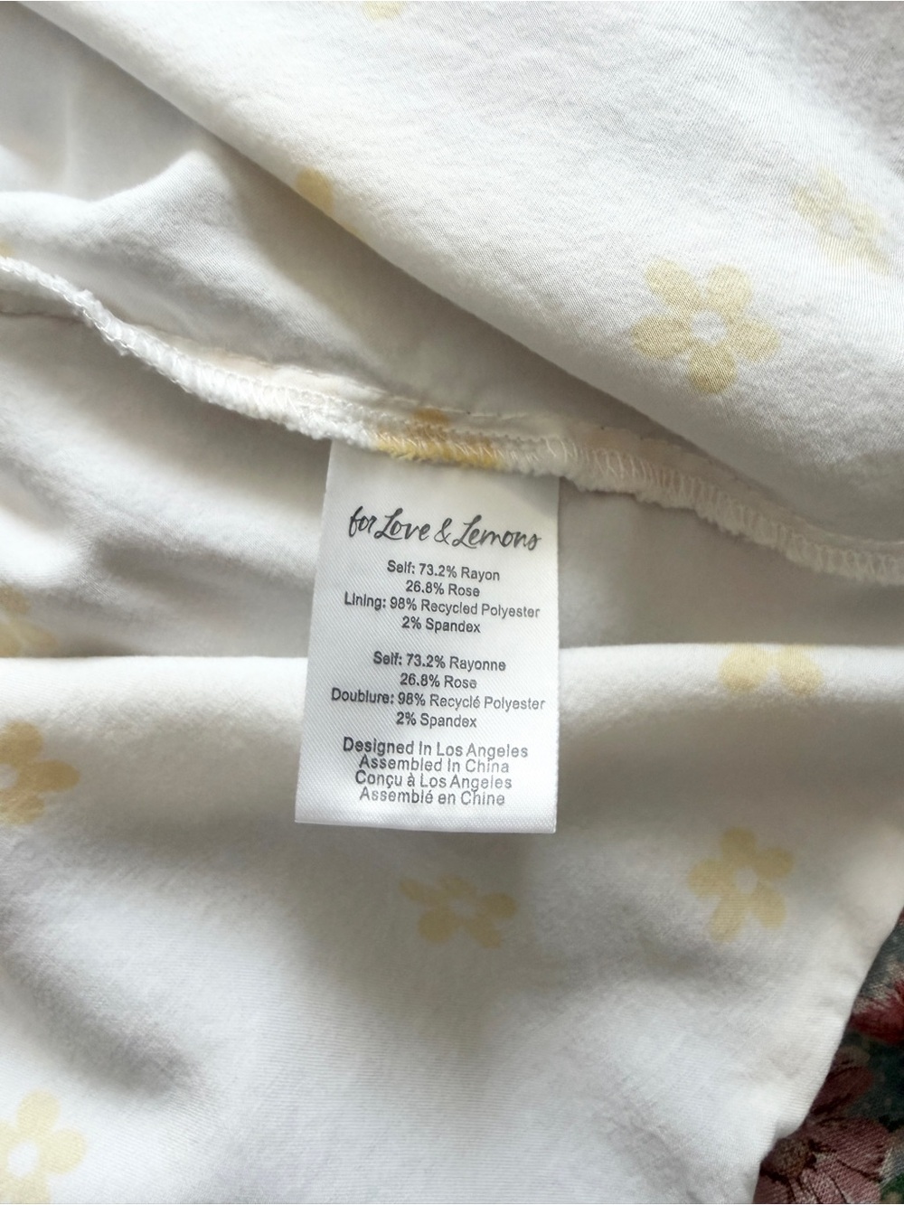 For Love & Lemons x Revolve SMALL Kyra white yellow floral mini dress - Picture 6 of 8